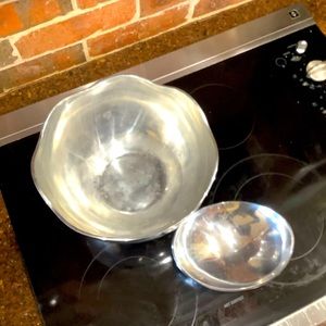 Polished Silver Serving Bowl and Small Dish